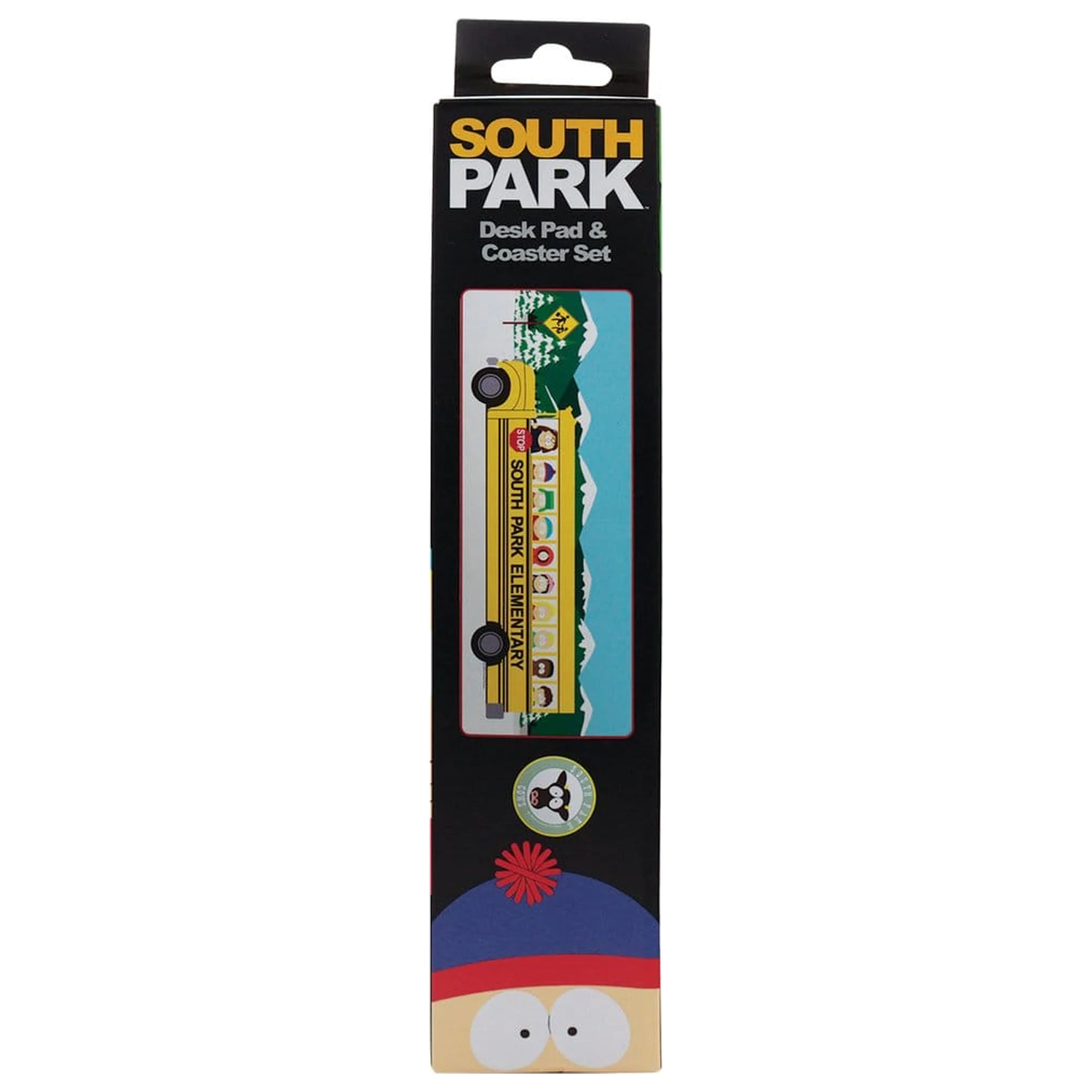 South Park Podložka na stôl a súprava podložiek pod poháre Školský autobus pre základnú školu produktová fotografia