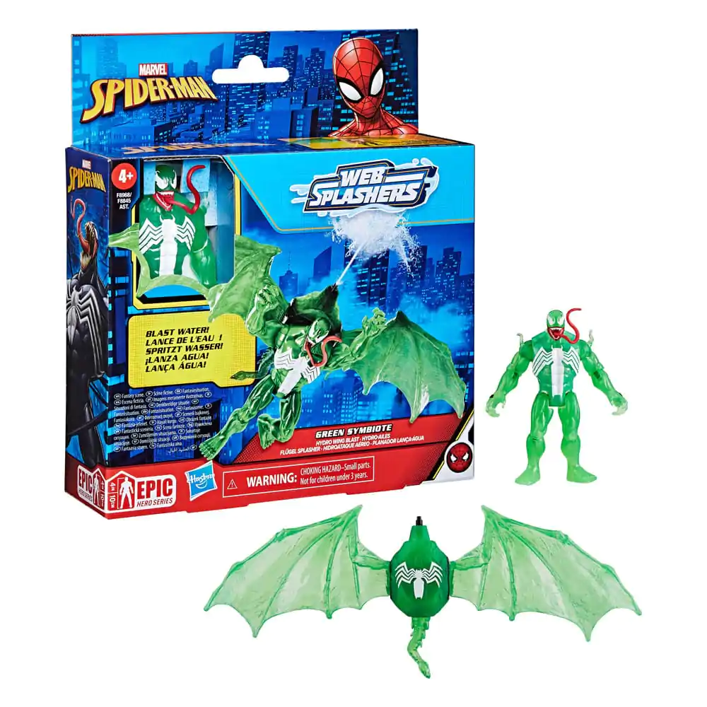 Spider-Man Epic Hero Series Web Splashers Akčná figúrka Green Symbiote Hydro Wing Blast 10 cm termékfotó