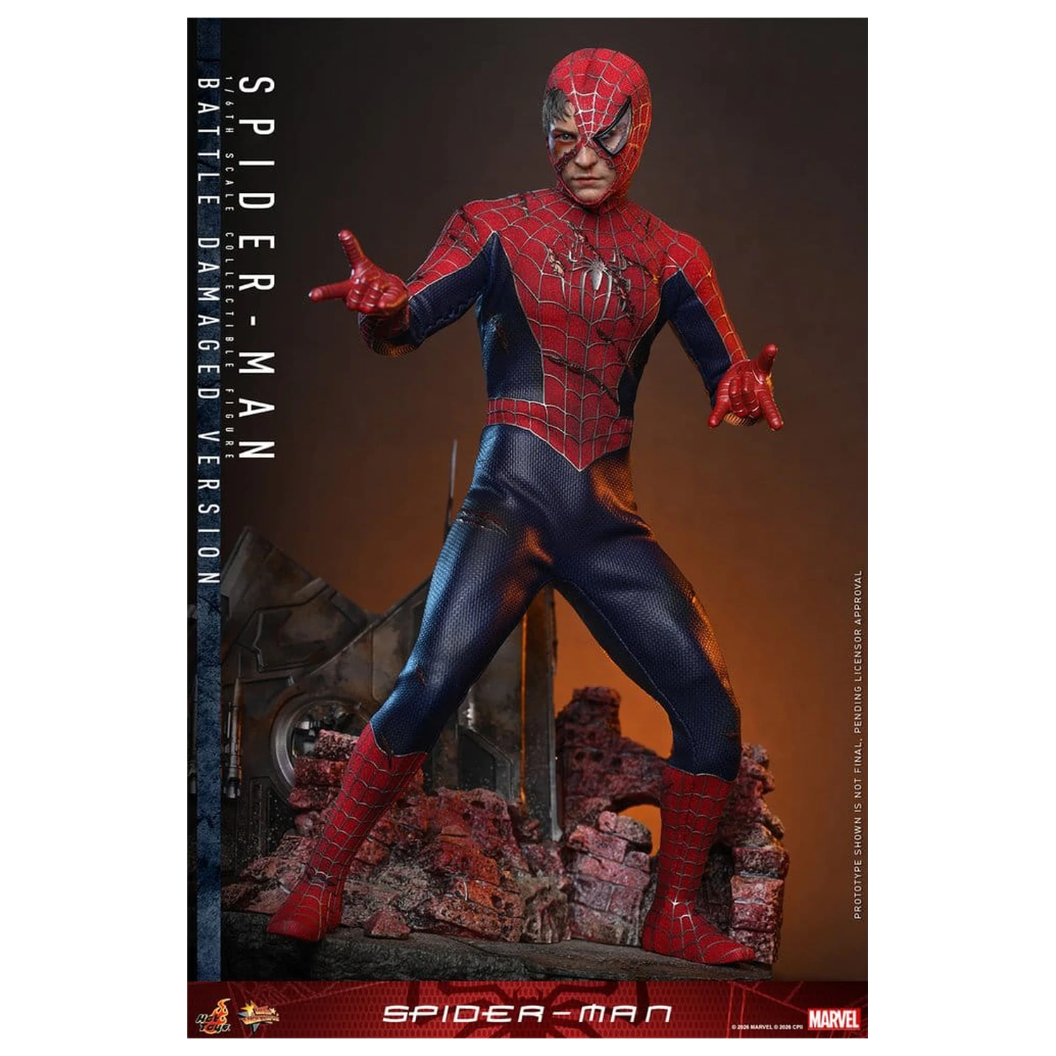 Spider-Man Movie Masterpiece akčná figúrka 1/6 Spider-Man (Battle Damaged Version) 30 cm produktová fotografia