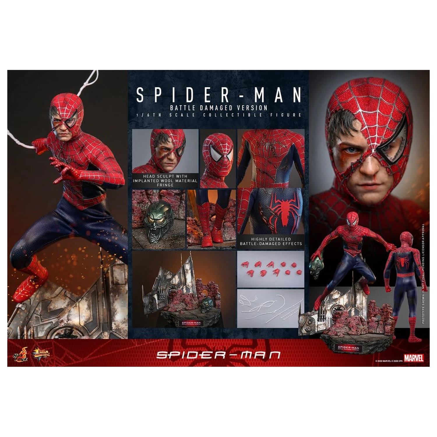 Spider-Man Movie Masterpiece akčná figúrka 1/6 Spider-Man (Battle Damaged Version) 30 cm produktová fotografia