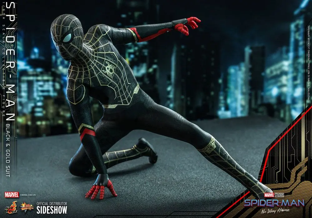 Spider-Man: No Way Home Movie Masterpiece Akčná Figúrka 1/6 Spider-Man (Čierno-zlatistý oblek) 30 cm termékfotó