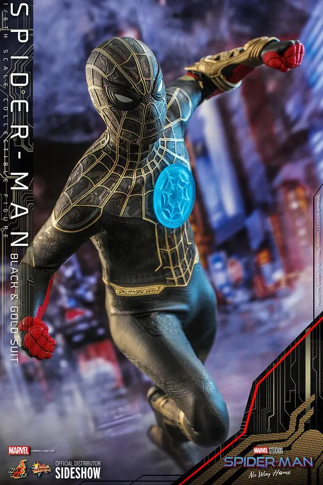 Spider-Man: No Way Home Movie Masterpiece Akčná Figúrka 1/6 Spider-Man (Čierno-zlatistý oblek) 30 cm termékfotó