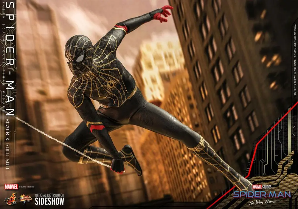 Spider-Man: No Way Home Movie Masterpiece Akčná Figúrka 1/6 Spider-Man (Čierno-zlatistý oblek) 30 cm termékfotó