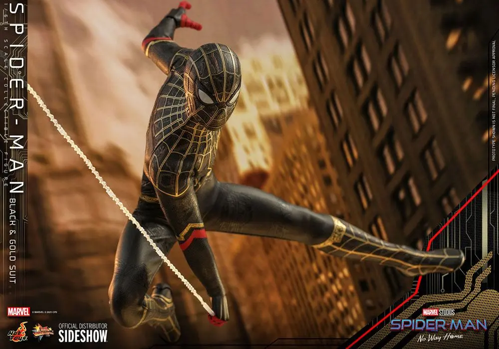 Spider-Man: No Way Home Movie Masterpiece Akčná Figúrka 1/6 Spider-Man (Čierno-zlatistý oblek) 30 cm termékfotó