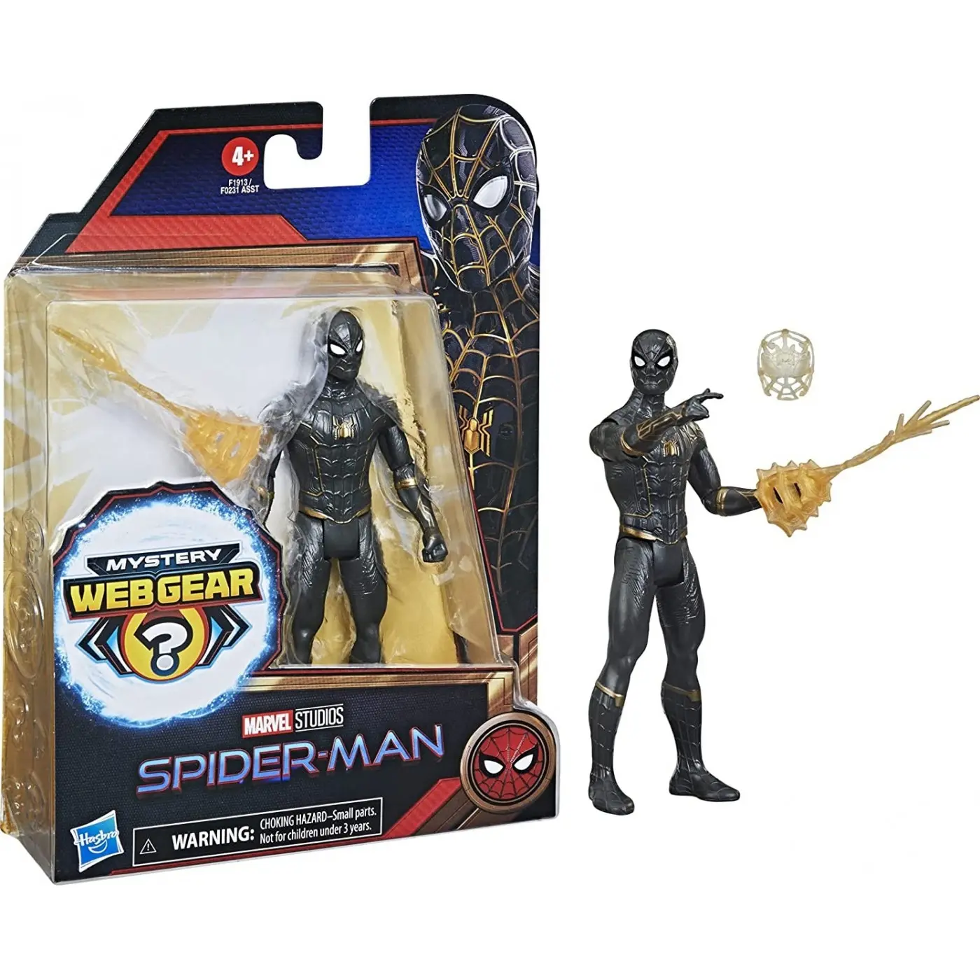 Spider-Man Pókember Black and Gold Suit Spider-Man Mystery Web Gear akčná figúrka 13 cm termékfotó