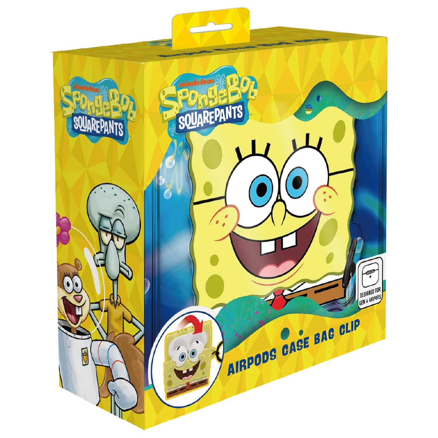 SpongeBob 3D penové puzdro na AirPods s klipom na tašku produktová fotografia