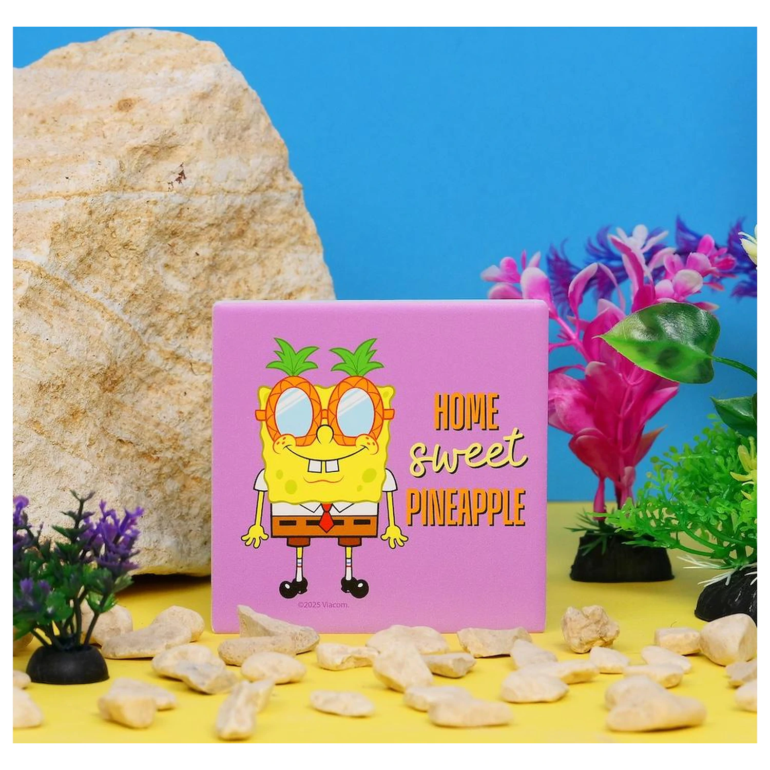 SpongeBob Home Sweet Pineapple keramická štvorcová podložka pod pohár produktová fotografia