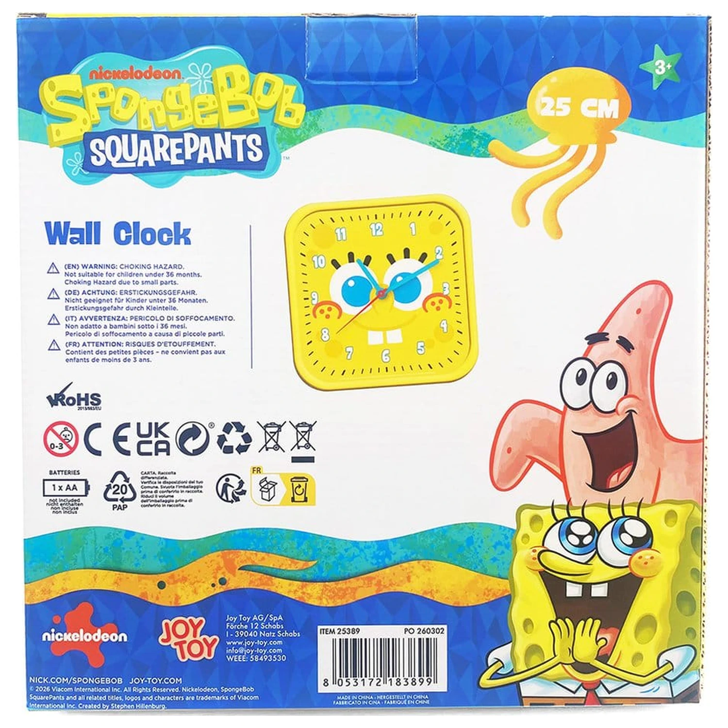 Spongebob Nástenné hodiny štvorcový Spongebob produktová fotografia