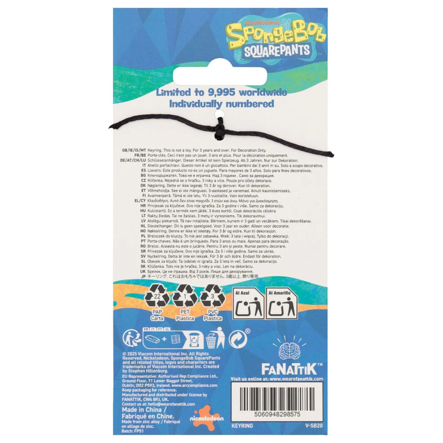 SpongeBob Squarepants kľúčenka vodičský preukaz limitovaná edícia produktová fotografia