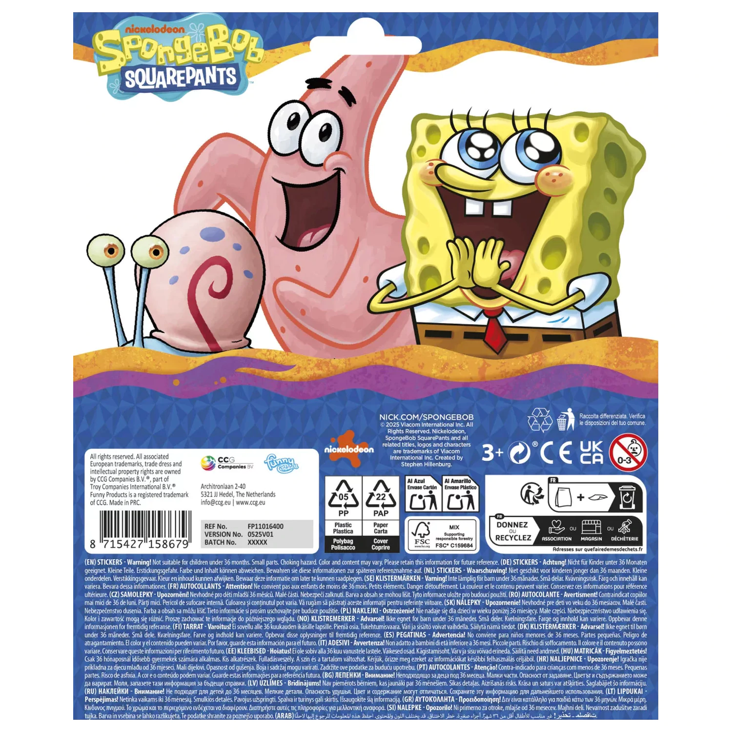 SpongeBob rámová nálepka produktová fotografia
