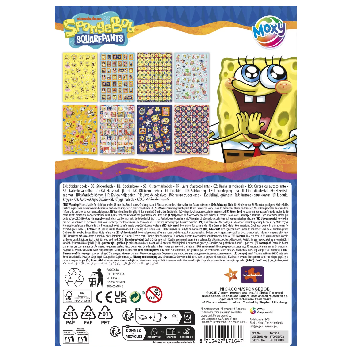 SpongeBob Smile balenie nálepiek, 8 listov produktová fotografia