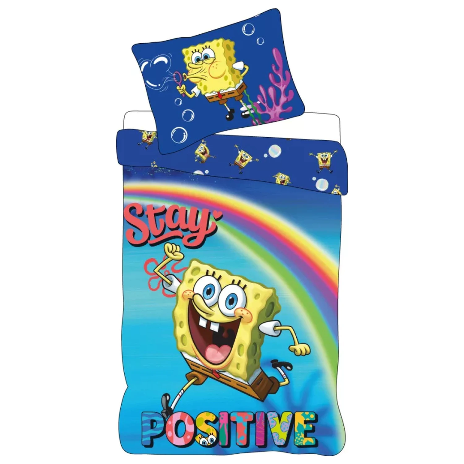 SpongeBob Stay Positive Detský, predškolský poťah na paplón produktová fotografia