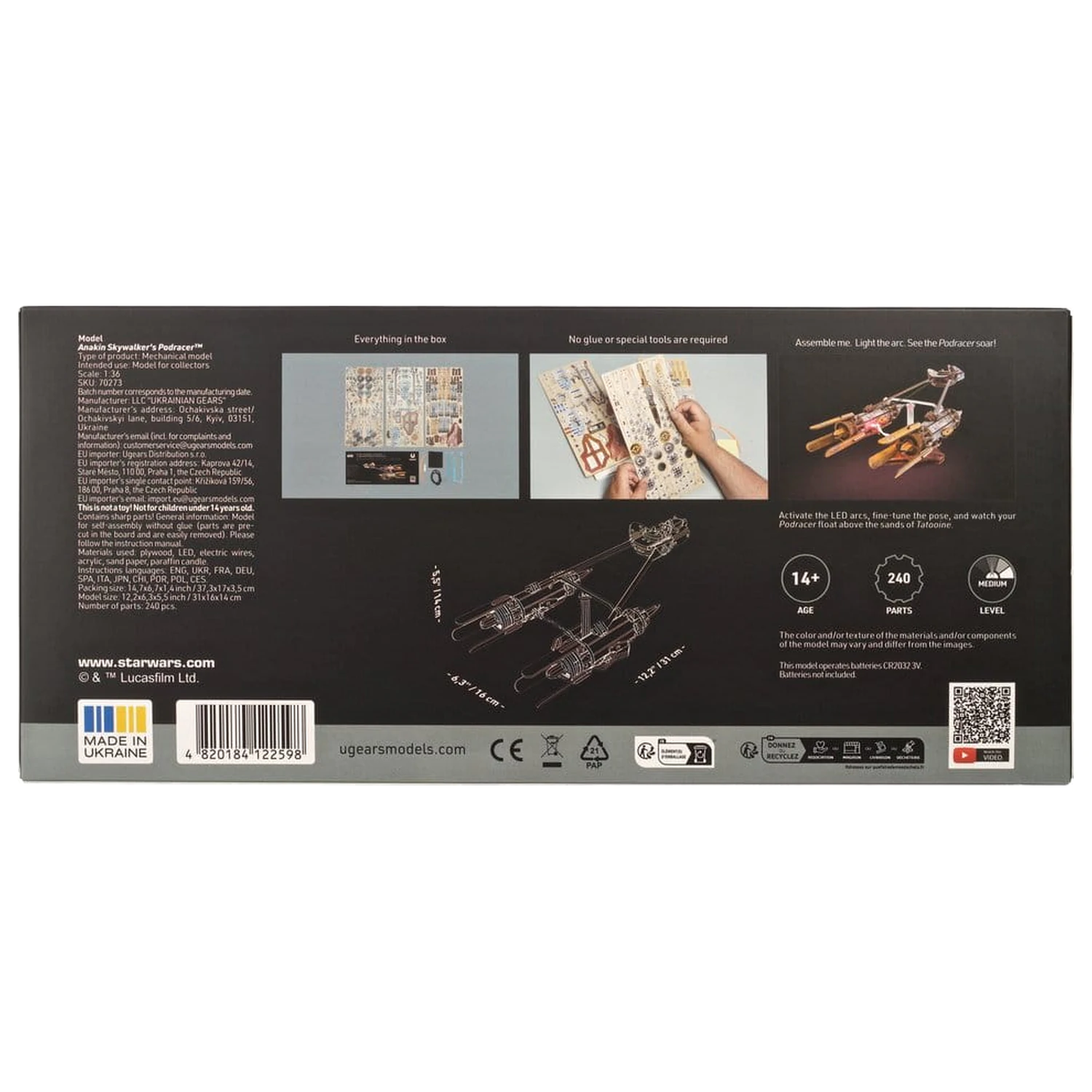 Star Wars 3D Drevené Puzzle Anakin Skywalker's Podracer produktová fotografia