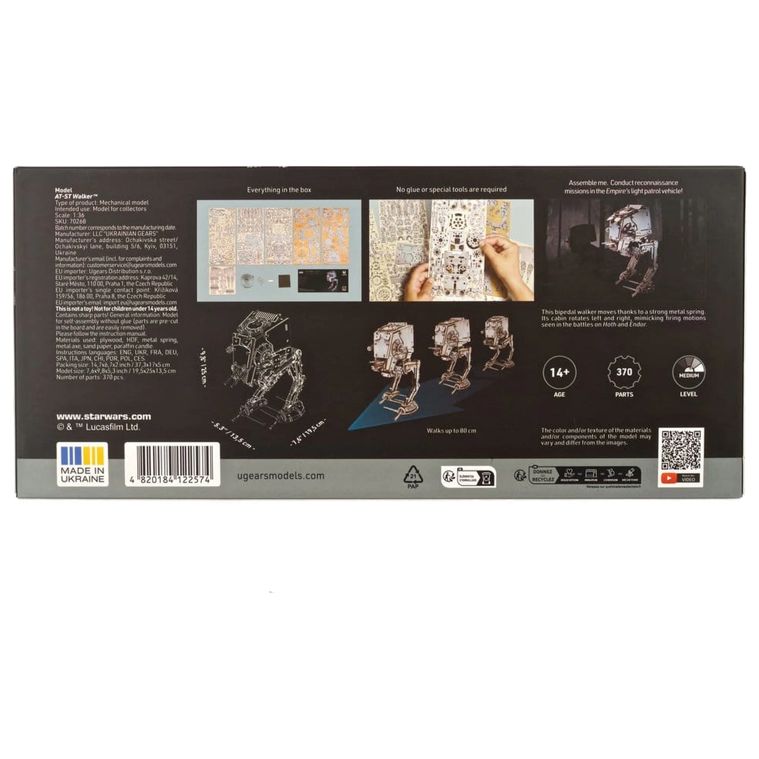 Star Wars 3D Drevené Puzzle AT-ST Walker produktová fotografia
