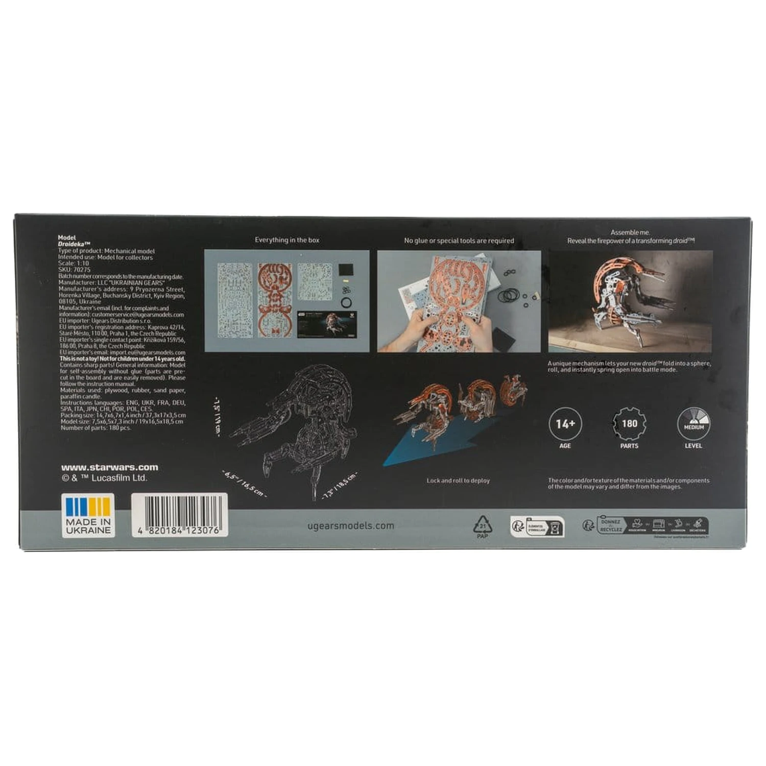 Star Wars 3D Drevené puzzle Droideka produktová fotografia