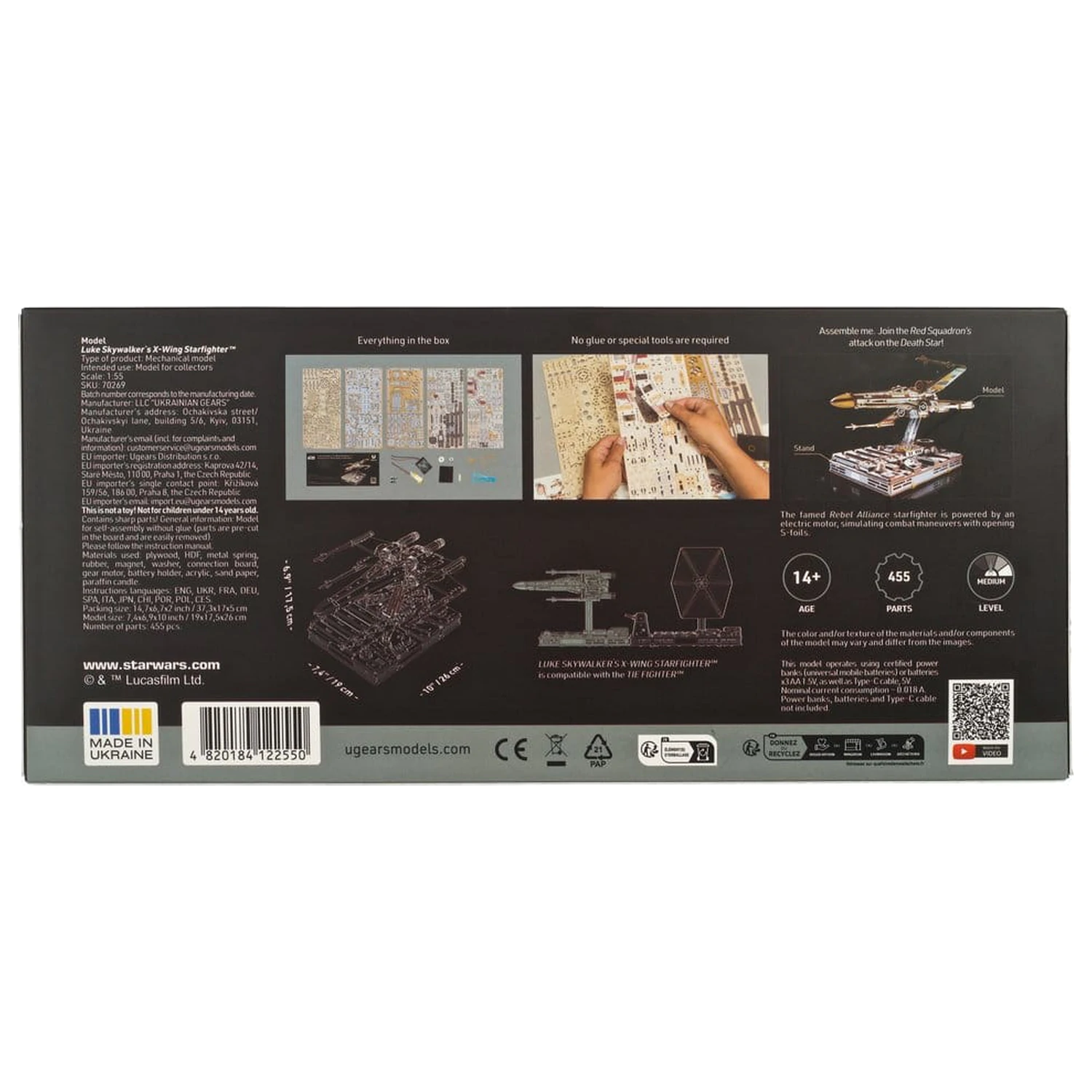 Star Wars 3D drevené puzzle Luke Skywalker's X-Wing Starfighter produktová fotografia