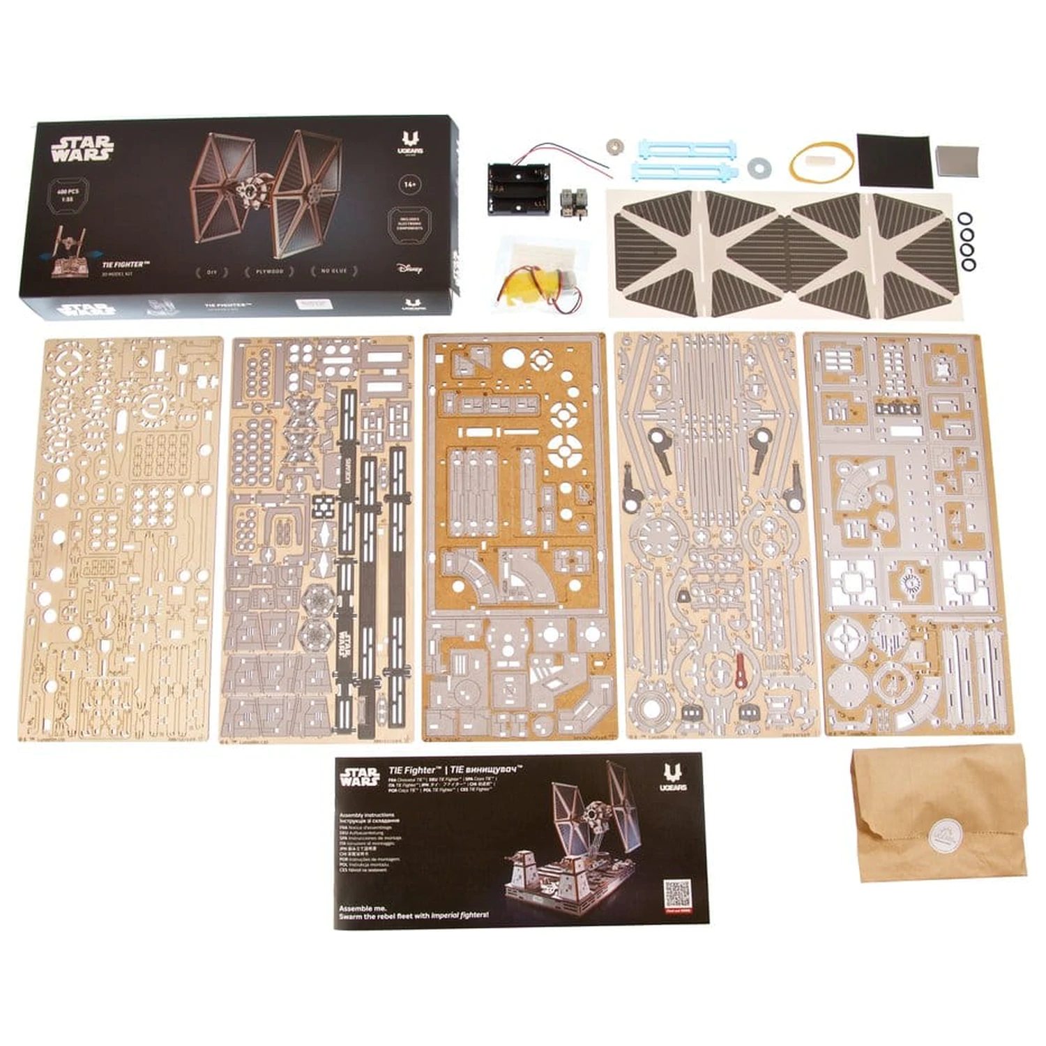 Star Wars 3D Drevené Puzzle TIE Fighter produktová fotografia