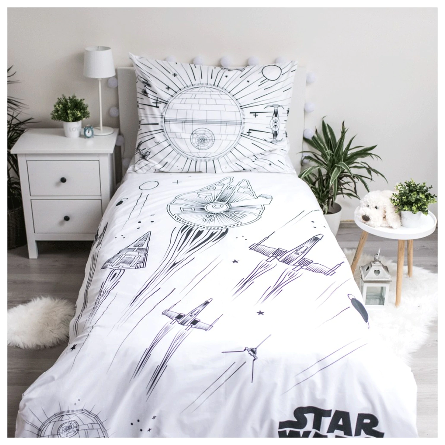 Star Wars Death Star svietiaci v tme obliečka na paplón produktová fotografia