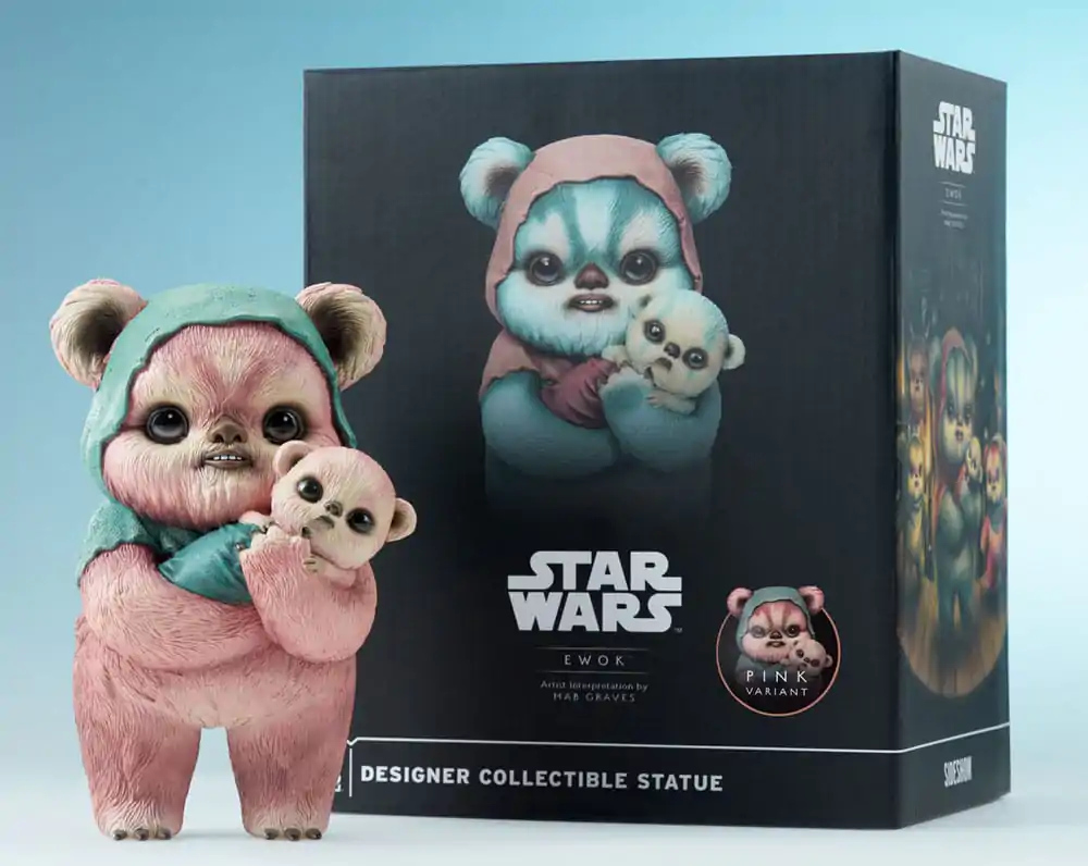 Star Wars dizajnérska soška Ewok od Mab Graves ružová varianta 18 cm termékfotó