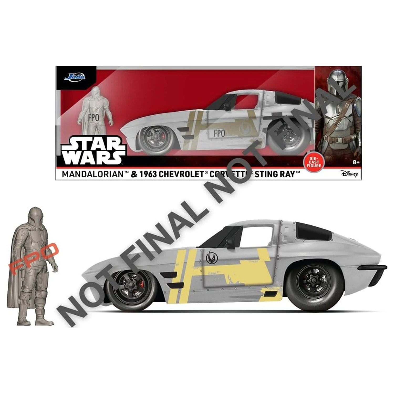 Star Wars Diecast Model 1:24 Mandalorian Chevrolet Corvette Sting Ray 1963 produktová fotografia