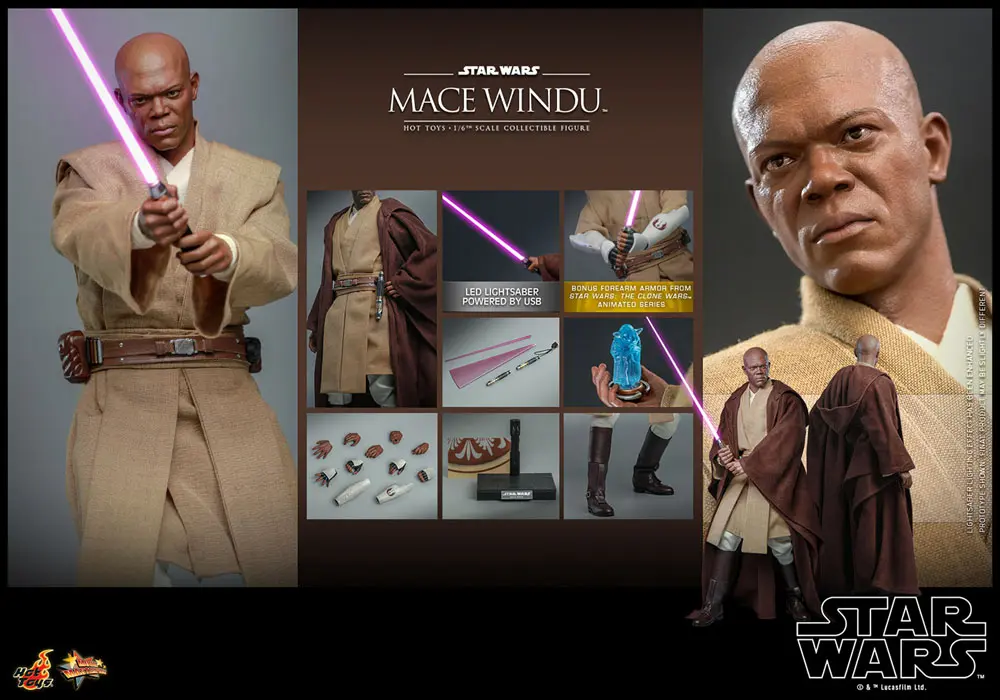 Star Wars: Episode II Akčná figúrka 1/6 Mace Windu 32 cm produktová fotografia