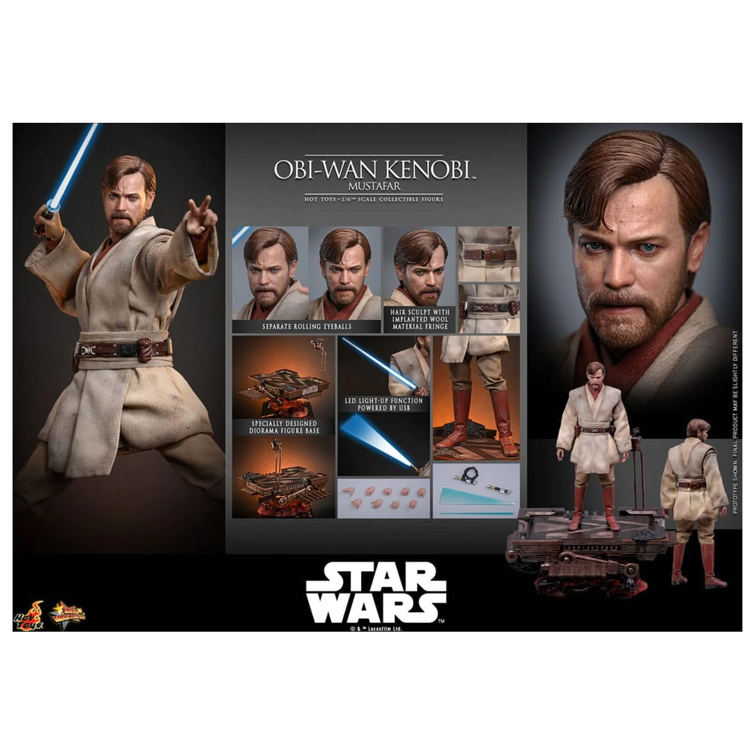 Star Wars: Episode III - Revenge of the Sith Movie Masterpiece akčná figúrka 1/6 Obi-Wan Kenobi (Mustafar) 31 cm produktová fotografia