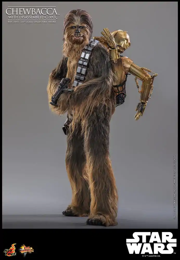 Star Wars Episode V Movie Masterpiece Akčná figúrka 1/6 Chewbacca s rozobratým C-3PO 36 cm termékfotó