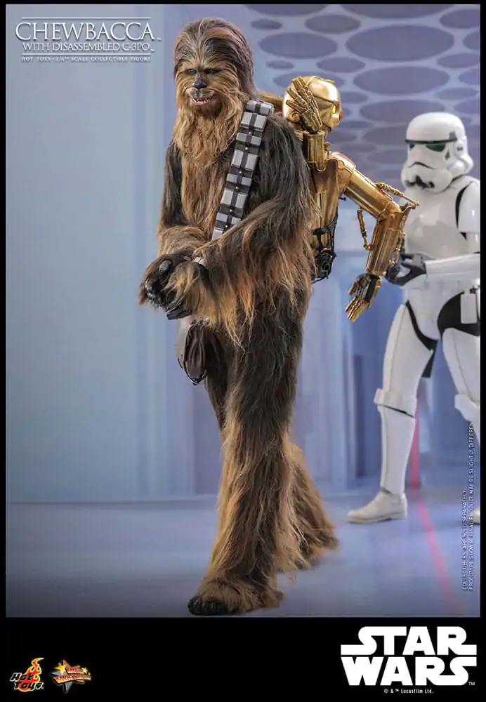 Star Wars Episode V Movie Masterpiece Akčná figúrka 1/6 Chewbacca s rozobratým C-3PO 36 cm termékfotó