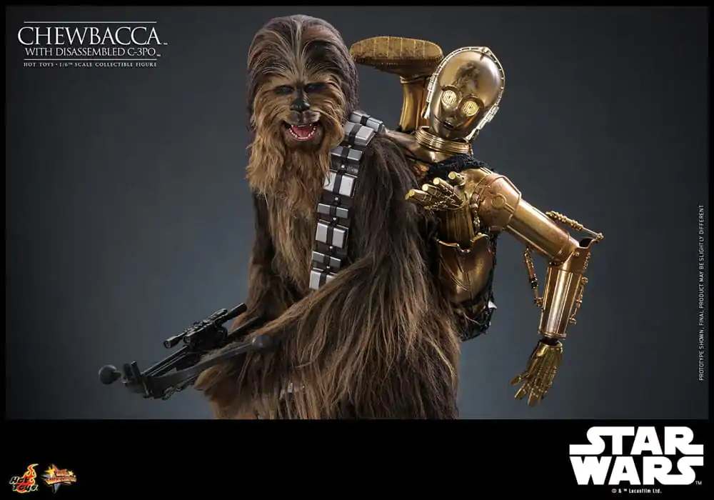 Star Wars Episode V Movie Masterpiece Akčná figúrka 1/6 Chewbacca s rozobratým C-3PO 36 cm termékfotó