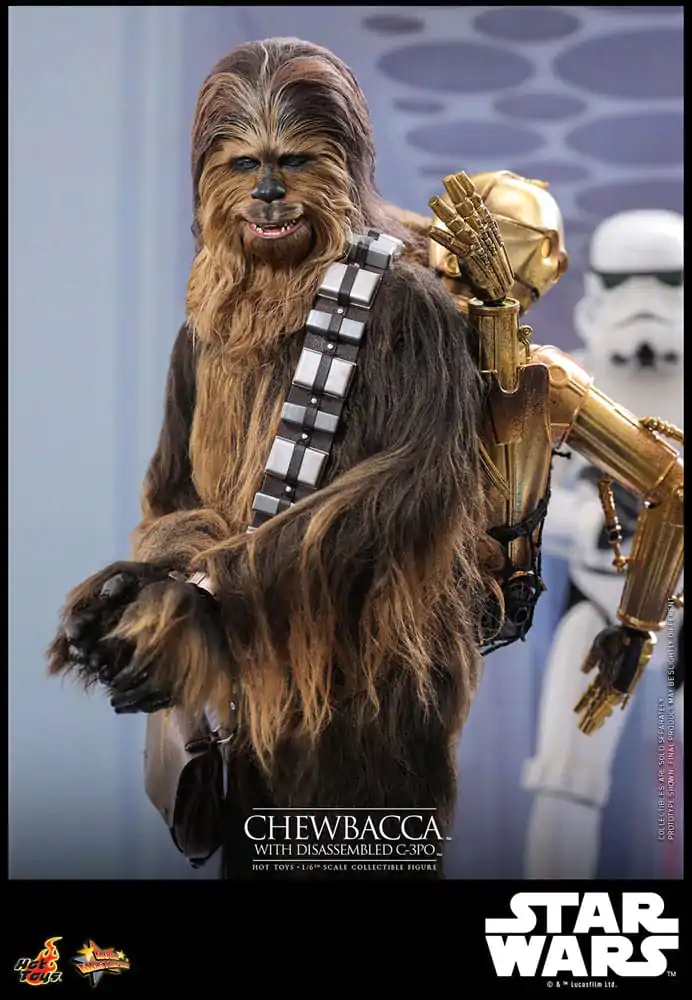 Star Wars Episode V Movie Masterpiece Akčná figúrka 1/6 Chewbacca s rozobratým C-3PO 36 cm termékfotó