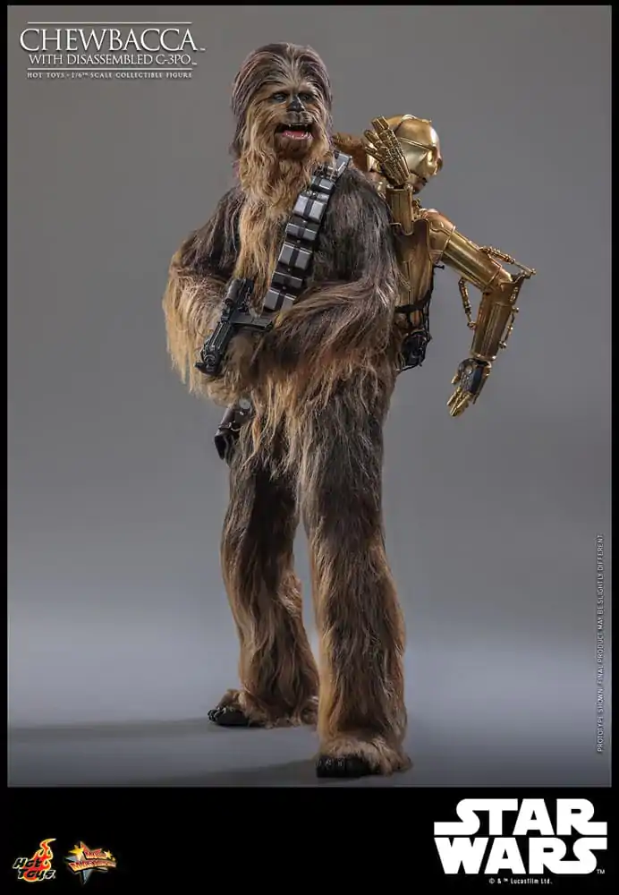 Star Wars Episode V Movie Masterpiece Akčná figúrka 1/6 Chewbacca s rozobratým C-3PO 36 cm termékfotó