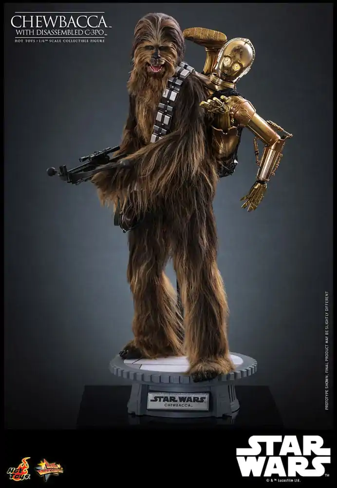 Star Wars Episode V Movie Masterpiece Akčná figúrka 1/6 Chewbacca s rozobratým C-3PO 36 cm termékfotó