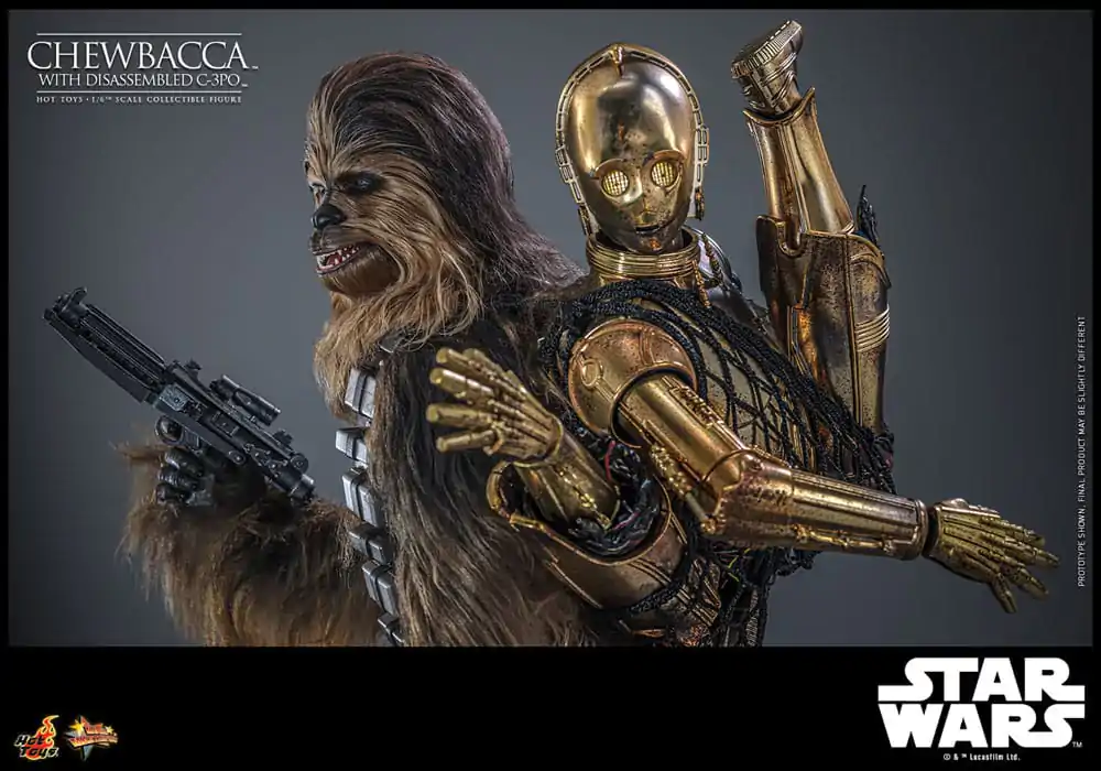 Star Wars Episode V Movie Masterpiece Akčná figúrka 1/6 Chewbacca s rozobratým C-3PO 36 cm termékfotó