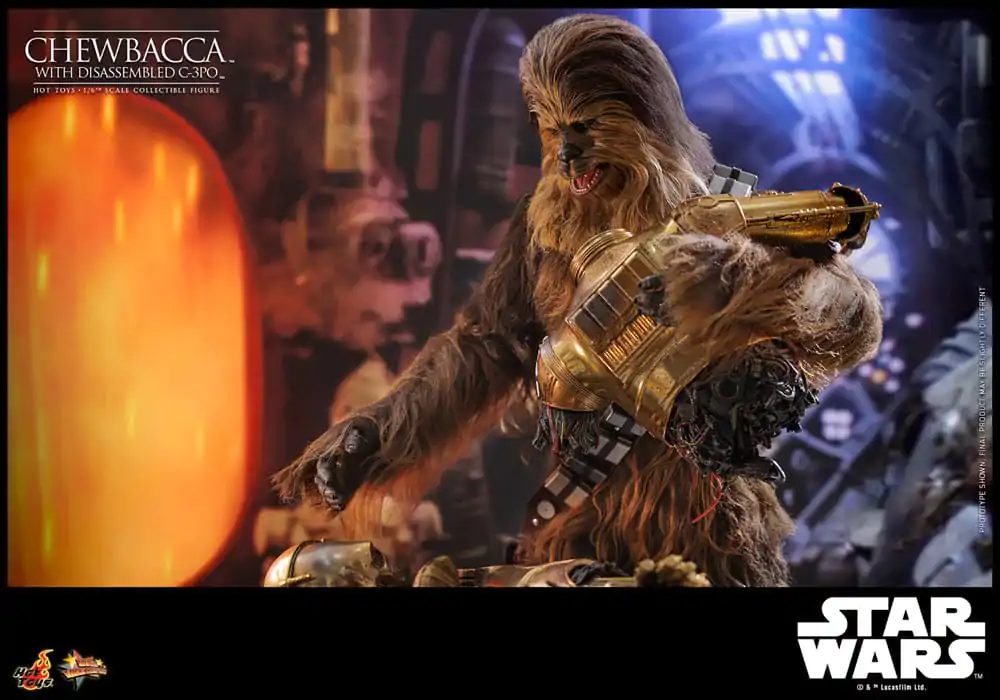 Star Wars Episode V Movie Masterpiece Akčná figúrka 1/6 Chewbacca s rozobratým C-3PO 36 cm termékfotó