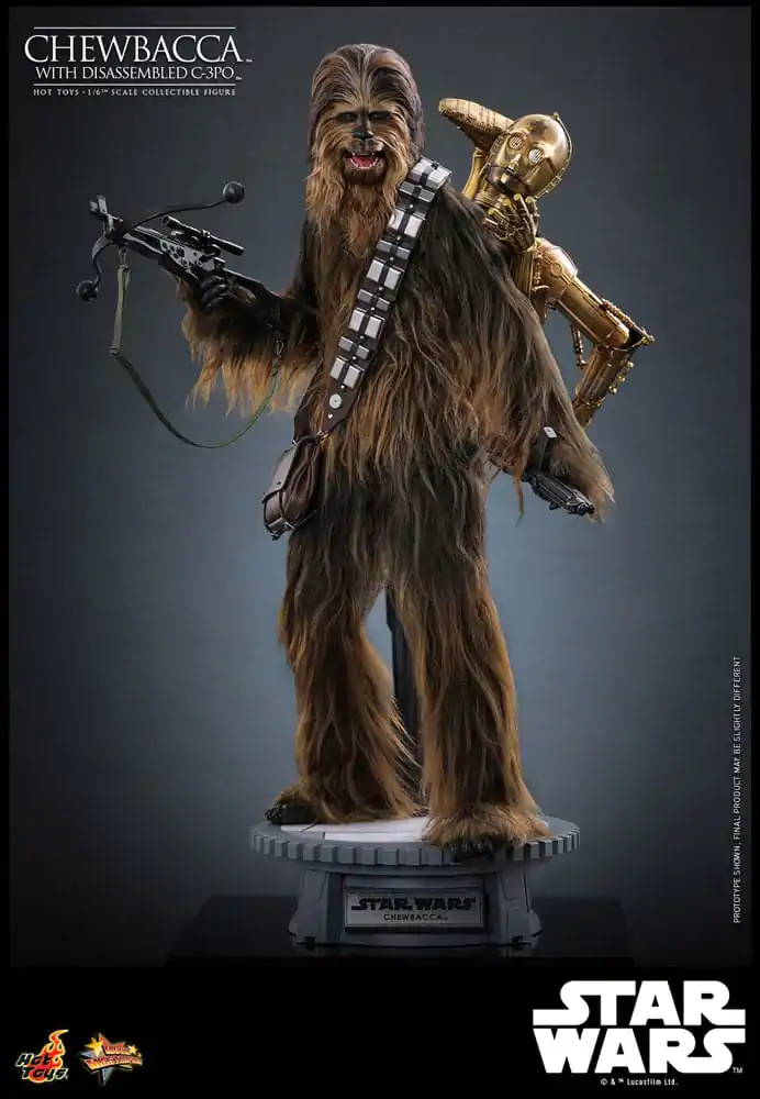 Star Wars Episode V Movie Masterpiece Akčná figúrka 1/6 Chewbacca s rozobratým C-3PO 36 cm termékfotó