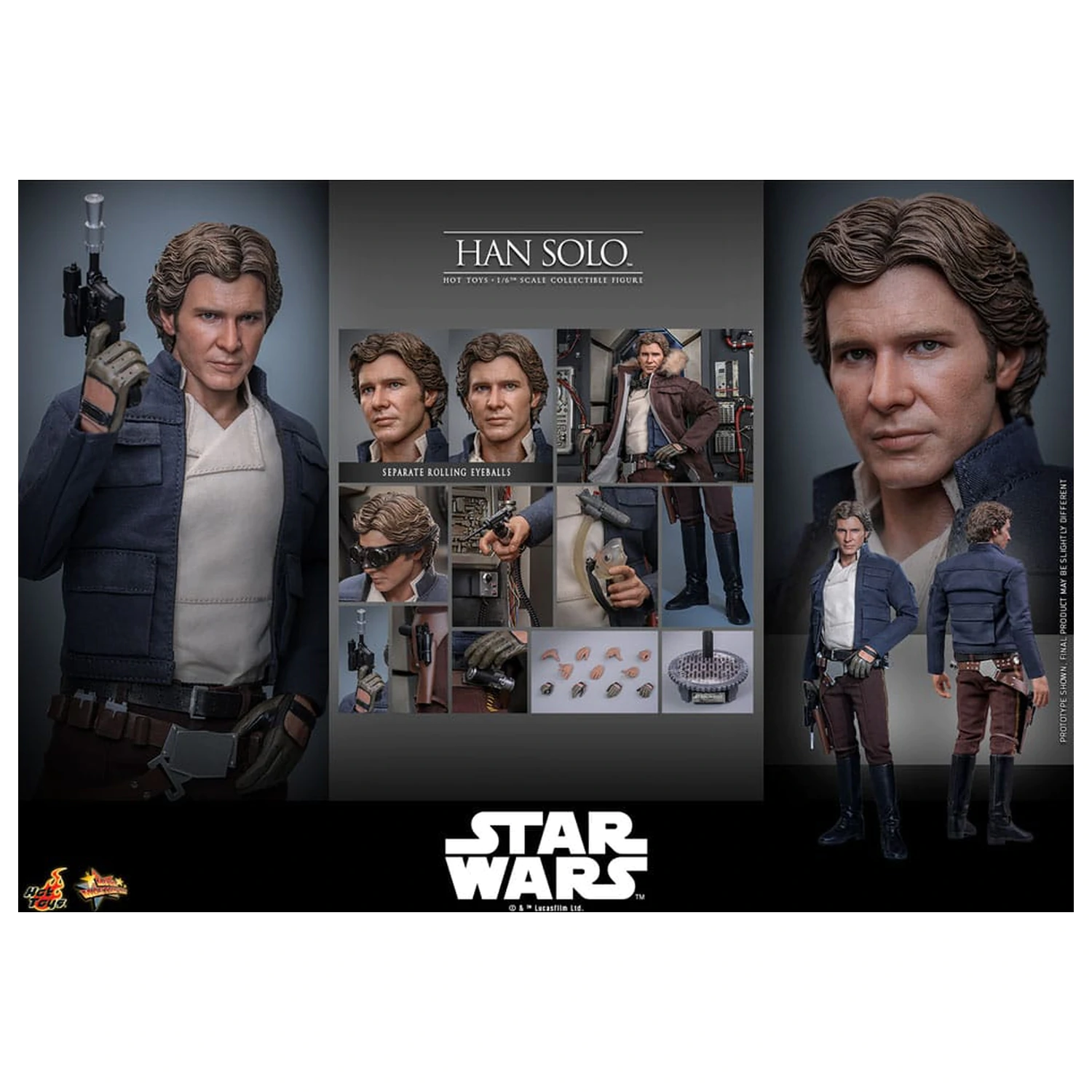 Star Wars Episode V Movie Masterpiece akčná figúrka 1/6 Han Solo 31 cm produktová fotografia