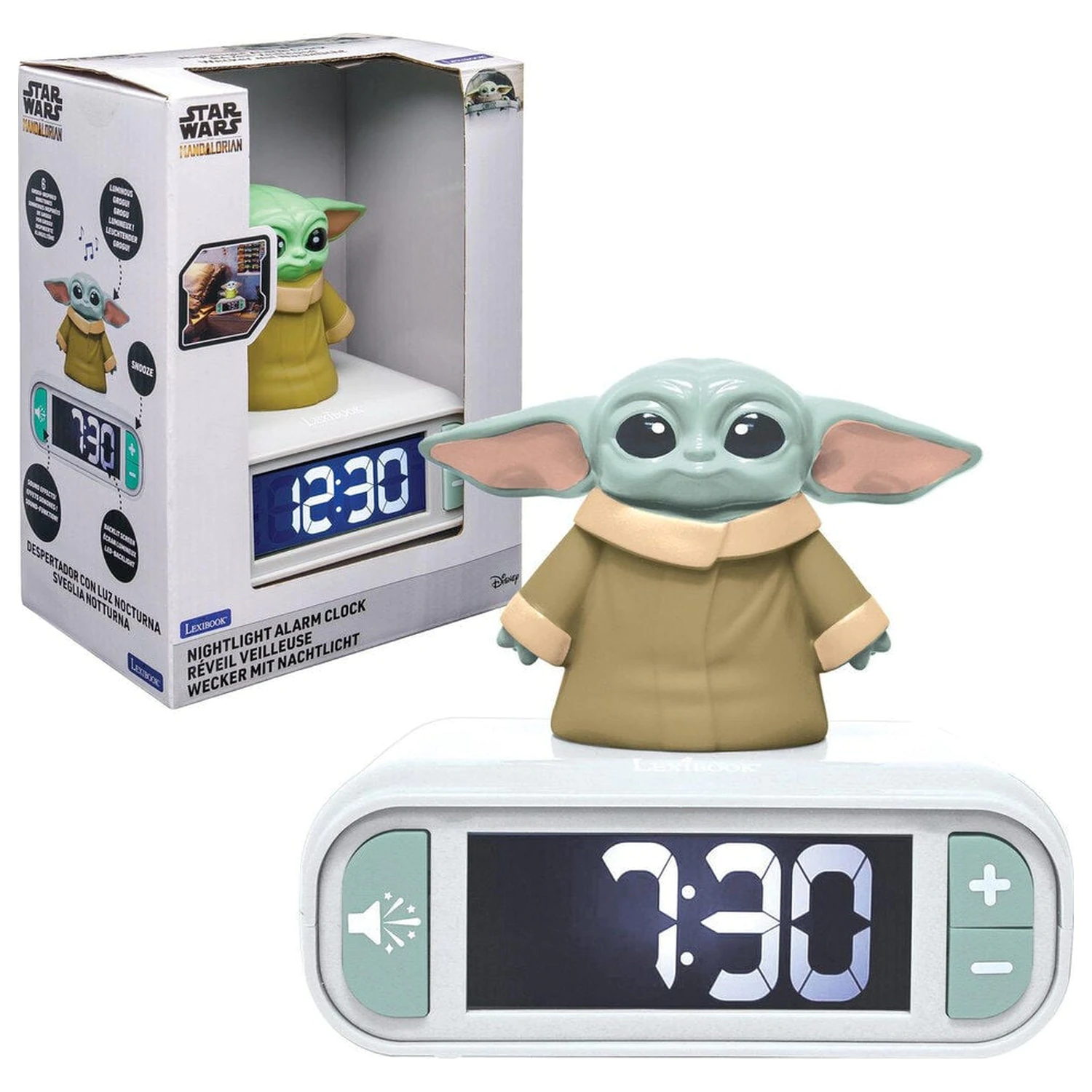 Star Wars Grogu 3D nočné svetlo digitálny budík produktová fotografia