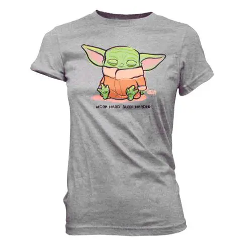 Star Wars Mandalorian Cute Yoda The Child Sleeping sivé dámske tričko produktová fotografia