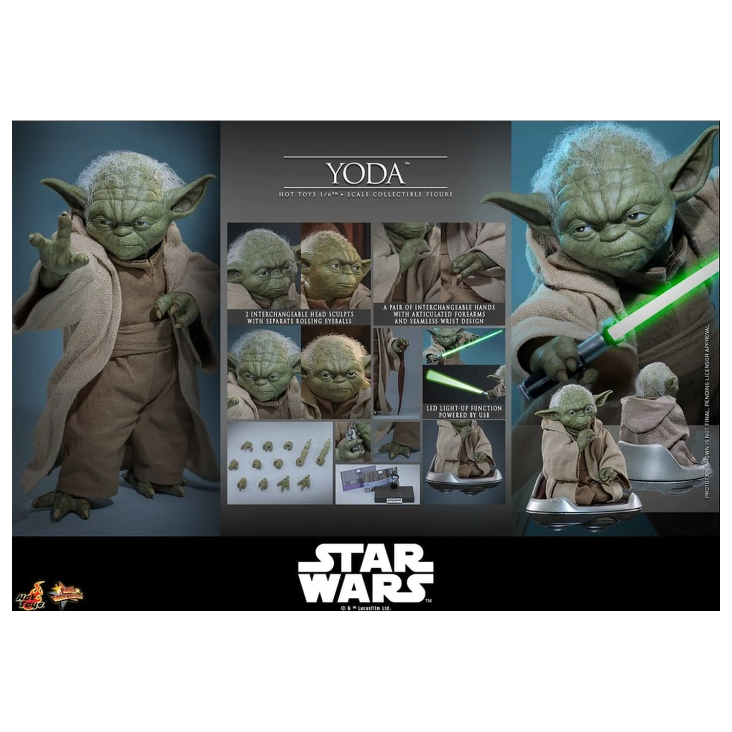 Star Wars: Revenge of the Sith Movie Masterpiece akčná figúrka 1/6 Yoda 14 cm produktová fotografia