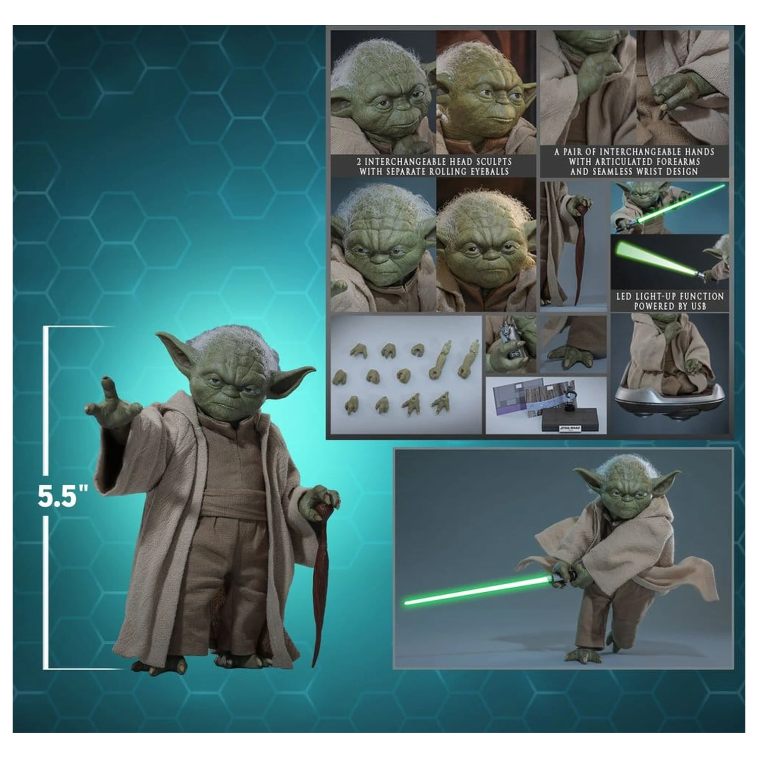 Star Wars: Revenge of the Sith Movie Masterpiece akčná figúrka 1/6 Yoda 14 cm produktová fotografia