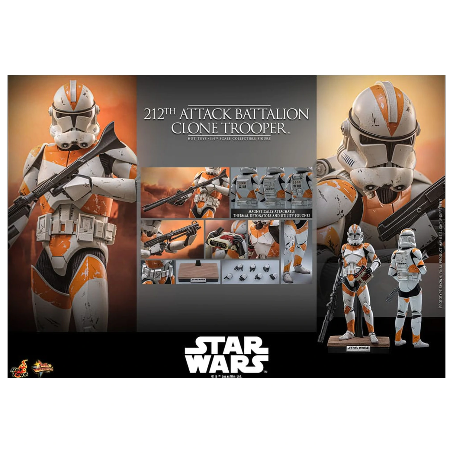 Star Wars: The Clone Wars akčná figúrka 1/6 212th Attack Battalion Clone Trooper Deluxe Version 30 cm produktová fotografia