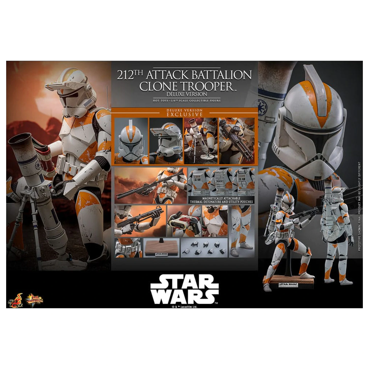 Star Wars: The Clone Wars akčná figúrka 1/6 212th Attack Battalion Clone Trooper Deluxe Version 30 cm produktová fotografia