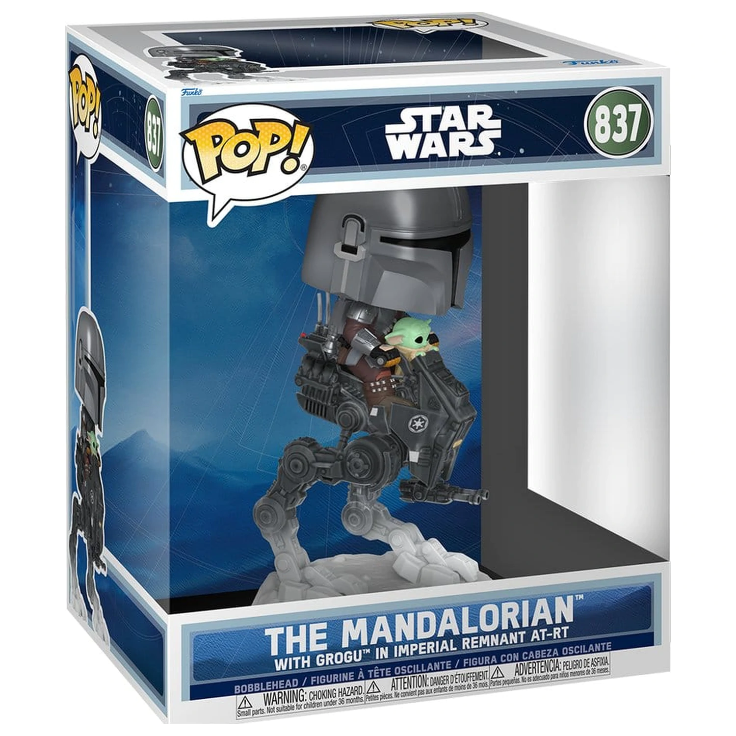 Star Wars: The Mandalorian and Grogu Funko POP! Rides Deluxe Vinylová Bobblehead Figúrka The Mandalorian with Grogu in Imperial Remnant AT-RT produktová fotografia