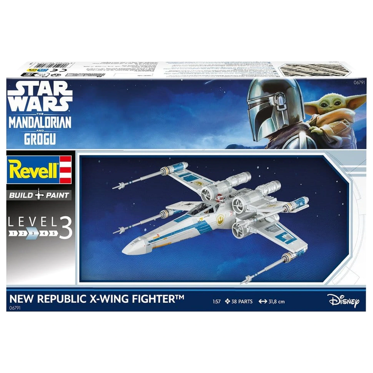 Star Wars The Mandalorian a Grogu Revell Model Kit 1/57 New Republic X-Wing Fighter 22 cm produktová fotografia