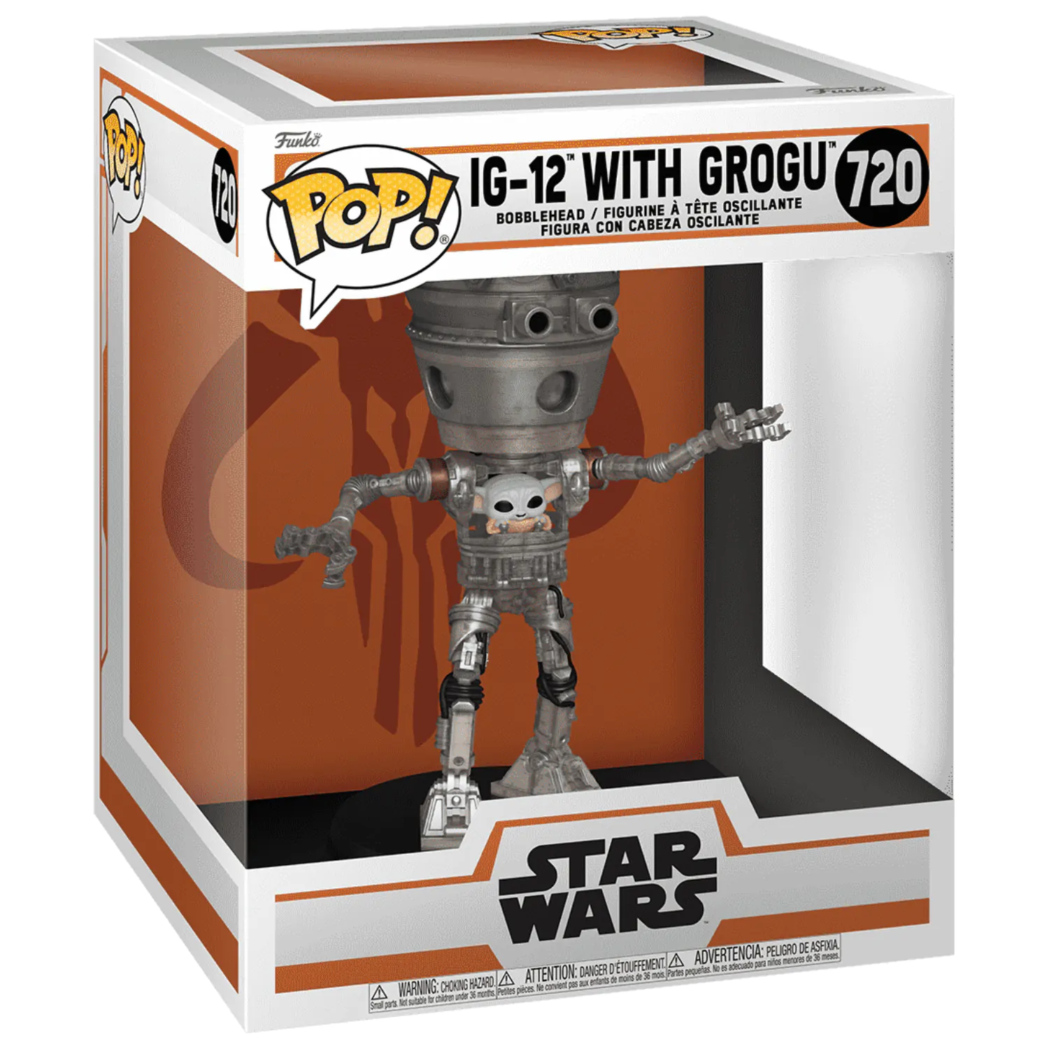 Star Wars: The Mandalorian Funko POP! Deluxe Vinylová figúrka s kývajúcou sa hlavou IG-12 s Grogu 17 cm produktová fotografia