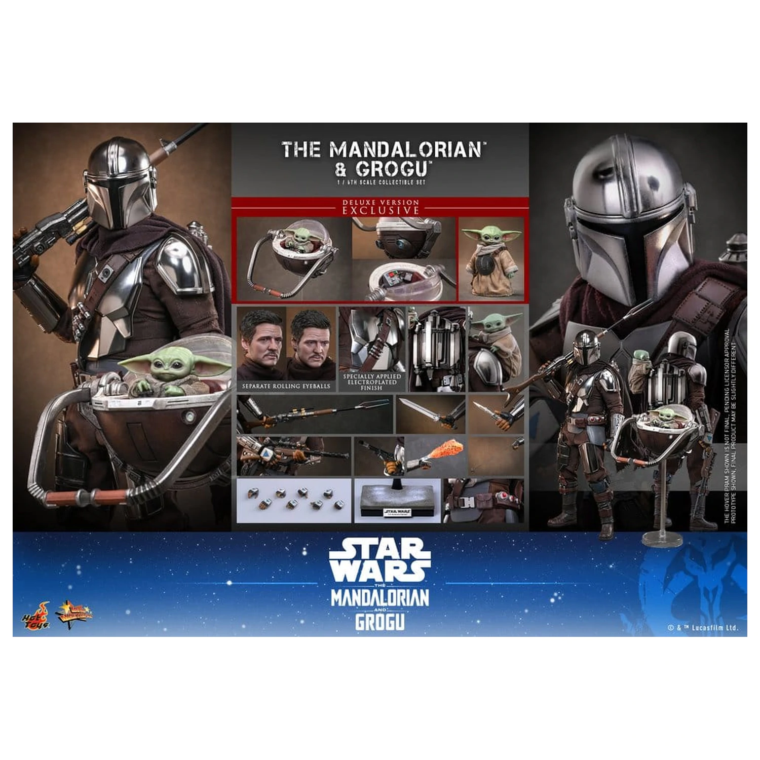 Star Wars: The Mandalorian & Grogu Movie Masterpiece akčná figúrka 1/6 The Mandalorian and Grogu (Deluxe Version) 31 cm produktová fotografia