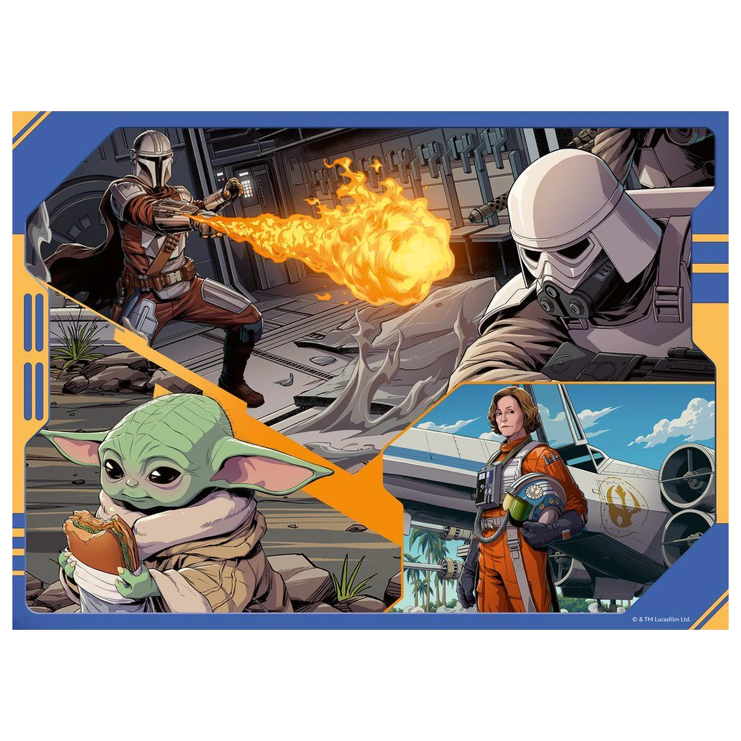 Star Wars The Mandalorian & Grogu puzzle 4x100ks produktová fotografia