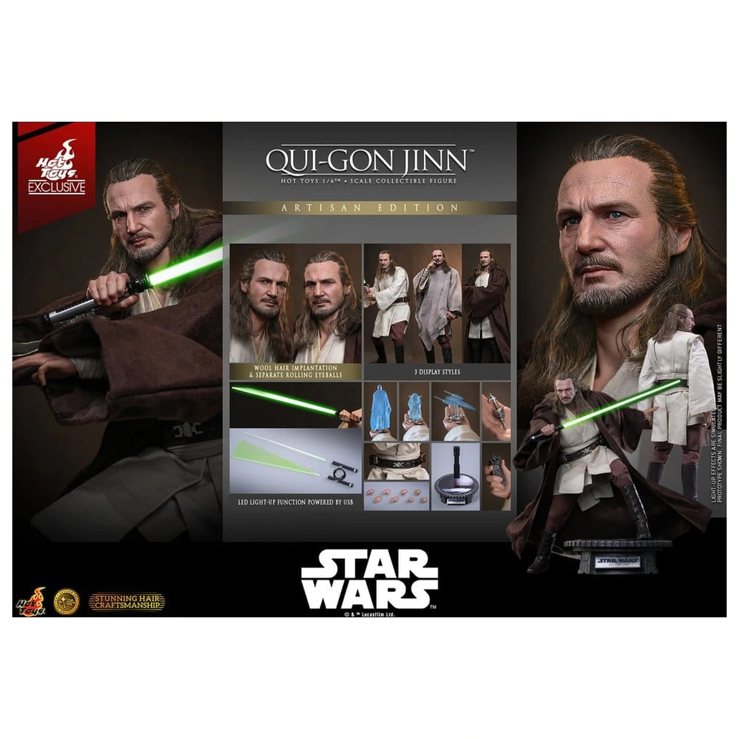 Star Wars: The Phantom Menace Movie Masterpiece akčná figúrka 1/6 Qui-Gon Jinn (Artisan Edition) Hot Toys Exclusive 32 cm produktová fotografia