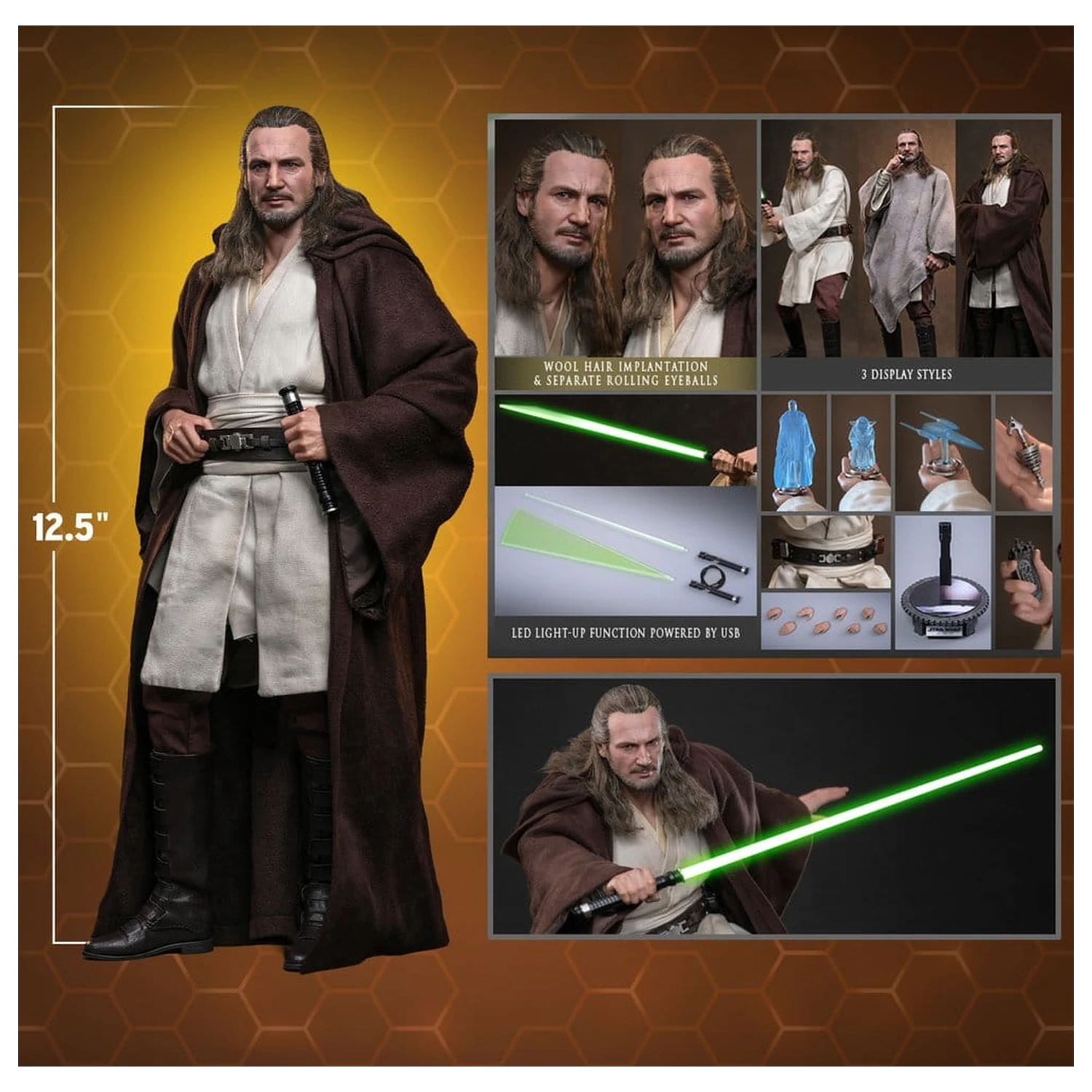 Star Wars: The Phantom Menace Movie Masterpiece akčná figúrka 1/6 Qui-Gon Jinn (Artisan Edition) Hot Toys Exclusive 32 cm produktová fotografia