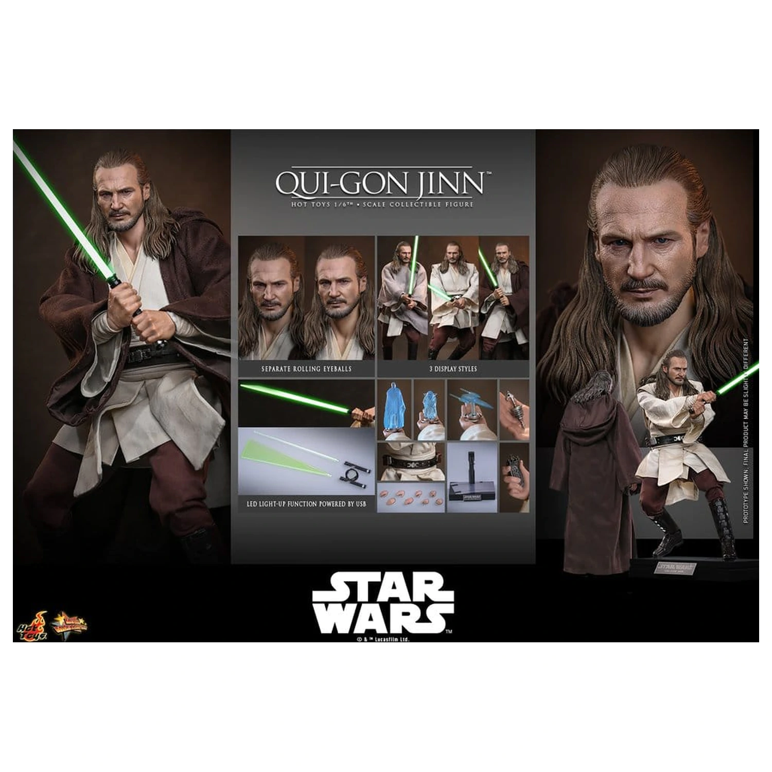 Star Wars: The Phantom Menace Movie Masterpiece akčná figúrka 1/6 Qui-Gon Jinn (Artisan Edition) Hot Toys Exclusive 32 cm produktová fotografia